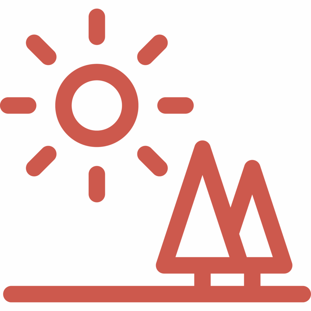 Logo de un sol y dos árboles en naranja