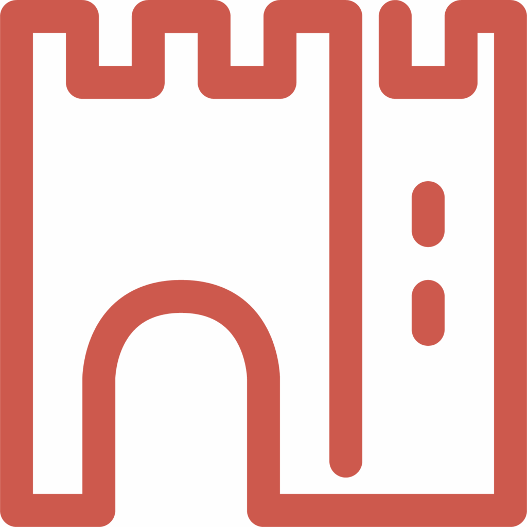 Logo de un castillo en naranja